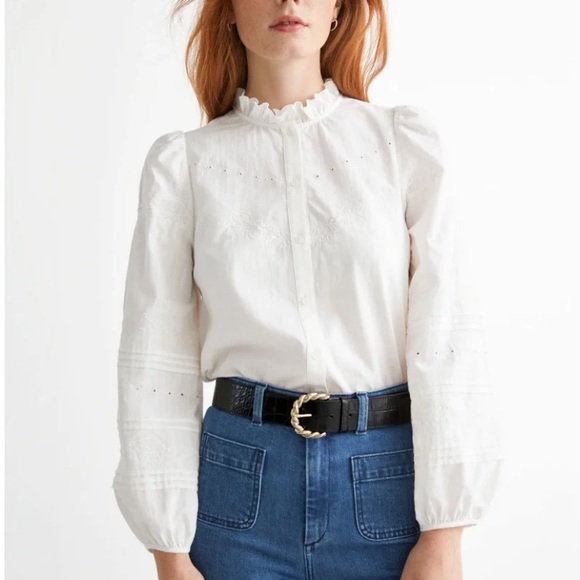 Paris Atelier & Other Stories Embroidered Puff Sleeve
Blouse. 100% Cotton. Sz. 2 - Picture 3 of 10